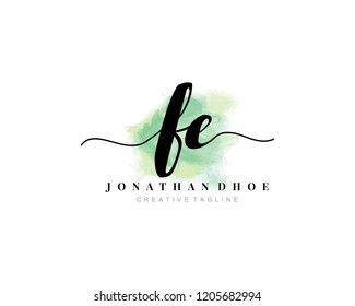 F E FE Initial watercolor logo on white background. Logo template vector