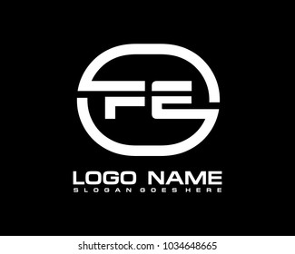 F E Initial circle logo template vector