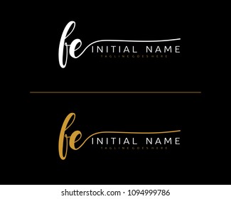 F E Initial handwriting logo vector. Hand lettering for designs.