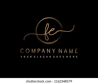 F E Initial handwriting logo vector
