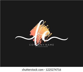 F E Initial handwriting logo vector