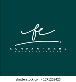 F E Initial handwriting logo vector