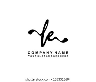 F E Initial Handwriting Logo Template