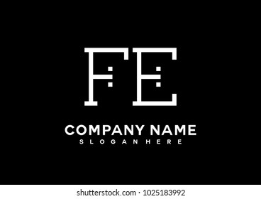 F E initial logo template vector
