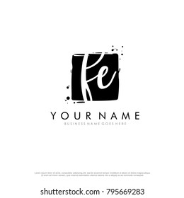 F E Initial square logo template vector