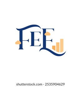 F, E, E Letter mit Finanzdiagramm Graph Logo Design Vektor