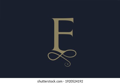 F elegant monogram ornament alphabet letter icon logo for business. Vintage corporate brading and lettering design for luxury products and company