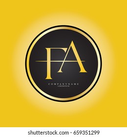  F & A or FA Letter Logo Design Company with Circle Shape . Logo Template Design Vector 