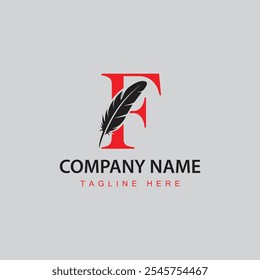 F Feather Letter Logo and Icon Design With Vector  Illustration