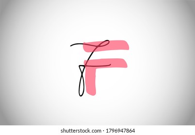 F FF alphabet logo icon. Two types of letter design for company and business corporate identity in pink and black color