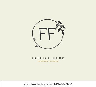 F FF Beauty vector initial logo, handwriting logo of initial signature, wedding, fashion, jewerly, boutique, floral and botanical with creative template for any company or business.