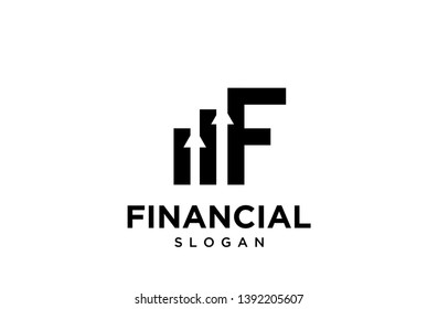f for financial with arrow logo icon designs vector illustration