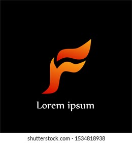 F Fire Flame Letter Logo Icon Design Vector For Company or Brand