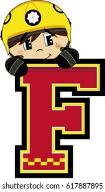 F is for Fireman Alphabet Learning Illustration