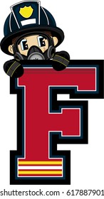 F is for Fireman Alphabet Learning Illustration