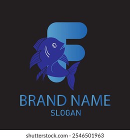 F FISH LETTER LOGO DESIGN 