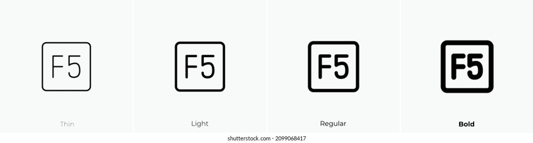 f five key icon. Thin, Light Regular And Bold style design isolated on white background