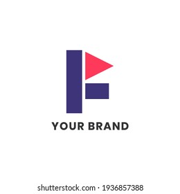 F Flag Logo Abstract Unique Simple alphabet letter Unique logo for business and company. Creative lettering and corporate identity. Branding design