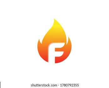 f, llama, fuego, diseño de logotipo moderno con fondo blanco aislado. plantilla de vector 
