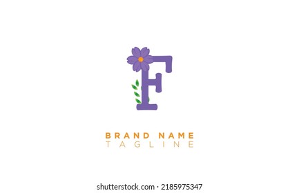 F With Flower Alphabet letters Initials monogram logo 