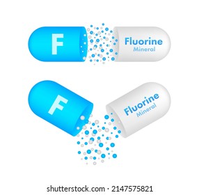 F, fluorine for healthcare design. Vitamin complex. Healthcare concept. Food concept. Organic food icon. Vector stock illustration.