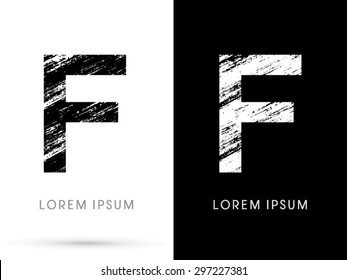F ,Font grunge destroy, graphic vector.