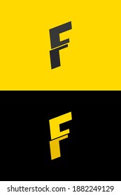 F logotipo de letra de letra, diseño de energía flash relámpago. Para etiquetas energéticas, afiches de música rock, impresión de superhéroes y más