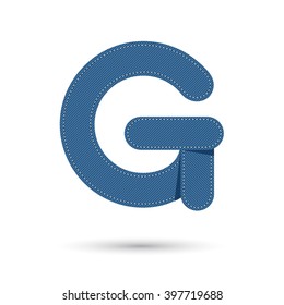 F font vector with blue Jeans on White background