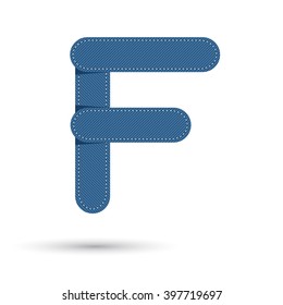 F font vector with blue Jeans on White background
