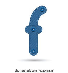 f font vector with blue Jeans Isolate  on White background