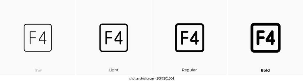 f four key icon. Thin, Light Regular And Bold style design isolated on white background