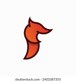 F Fox letter logo modern and minimalist style