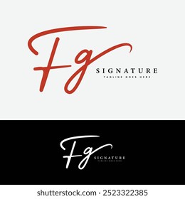 F, G, FG Initial letter logo. Alphabet FG Handwritten Signature logo