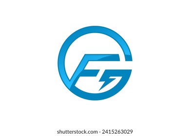 F G letra inicial del logotipo, empresa de negocios de tecnología moderna eléctrica, símbolo del icono de la energía eléctrica del relámpago.
