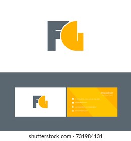 F G joint bold letter design vector with business card template
