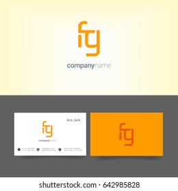 F G joint logo design vector with business card template