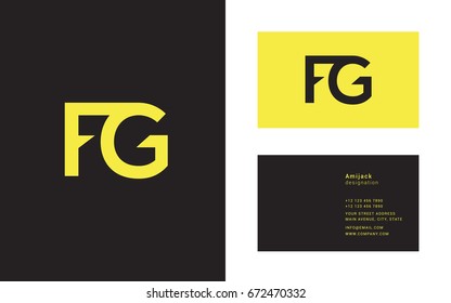 F G joint logo icon with Business card template
