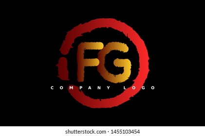 F G Logo. FG Letter Design Vector with red and gold color. grunge style