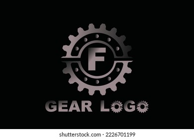 F Plantilla de logotipo de la letra de engranaje para su marca.