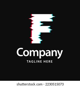 F Glitch Logo. Business Brand identity design