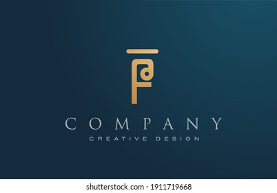 F gold golden alphabet letter logo icon design. Lettering and corporate. Elegant identity template with creative text