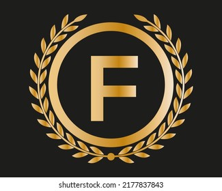 F Gold Letter Design-Vektorgrafik mit goldenen Luxus-Farben und Monogram-Design