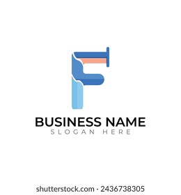 f gradient typography colorful absteact 3d letter logo design