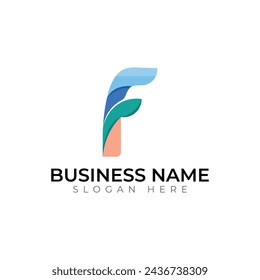 f gradient typography colorful absteact 3d letter logo design