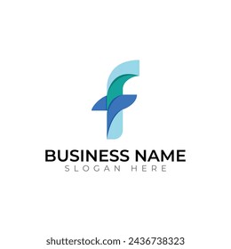 f gradient typography colorful absteact 3d letter logo design