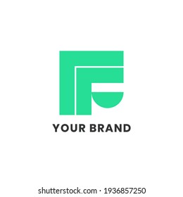 F Green Unique Simple alphabet letter Unique logo for business and company. Creative lettering and corporate identity. Branding design
