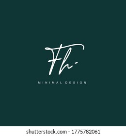F H FH Escritura manuscrita inicial o logotipo manuscrito para la identidad. Logo con estilo dibujado a mano.