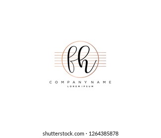 F H initial handwriting logo vector