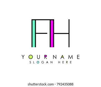 F & H initial minimalist logo template vector