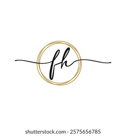 F H Initial Script Letter Beauty Logo Template